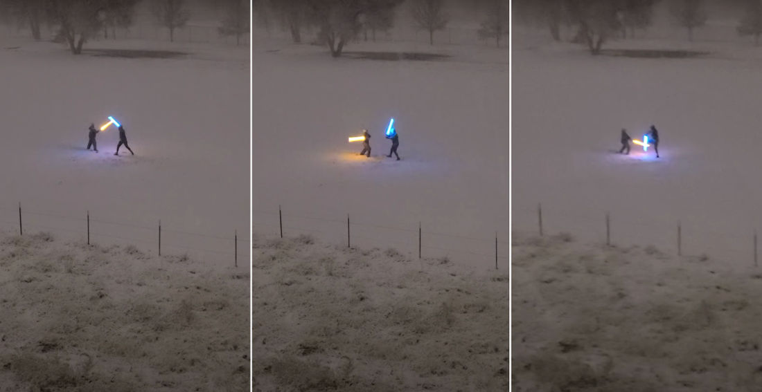 Two Jedi Spotted Having A Lightsaber Duel In The Snow
