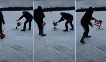 Out Of Control Ice Drill Subdued With Children’s Chair