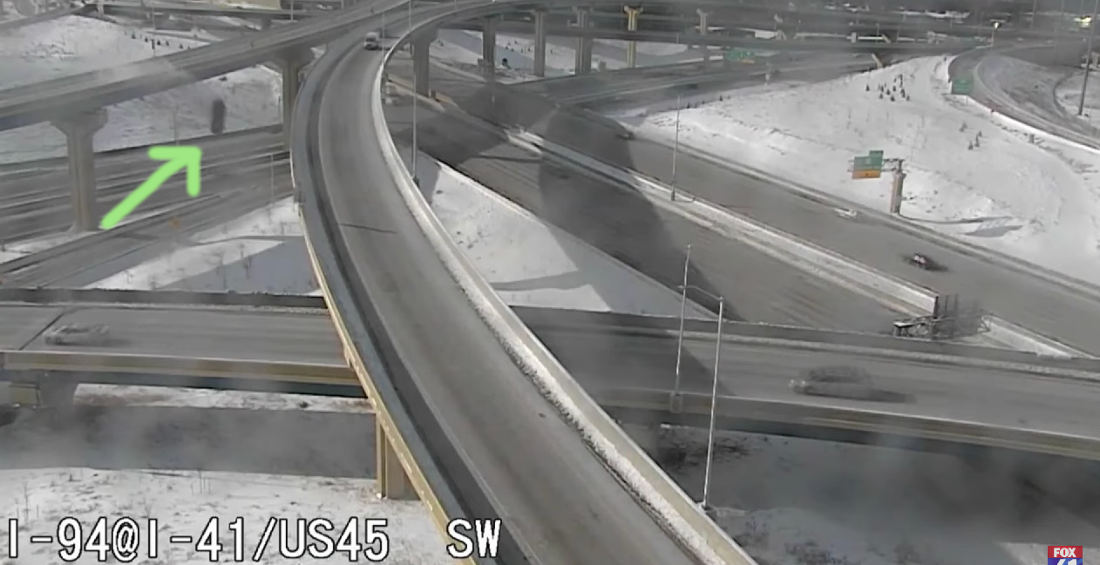 Traffic-Cam Footage Of Truck Falling 70-Feet Off Icy Overpass, Driver Survives