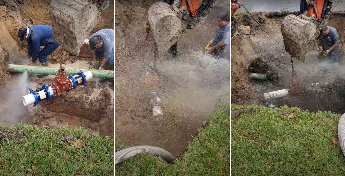 Mud Bath!: Cutting Into A Live Water Main To Install Shut-Off Valve