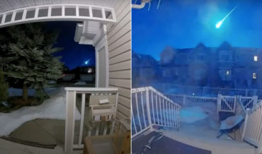 A Doorbell Cam Compilation Of A Bright Blue Meteor Above Calgary, Canada