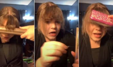 Girls Accidentally Melts Rubber Band In Hair Using Straightener