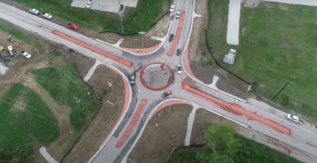 Drone Footage Of The Chaos Caused By A New Traffic Roundabout In Rural Kentucky