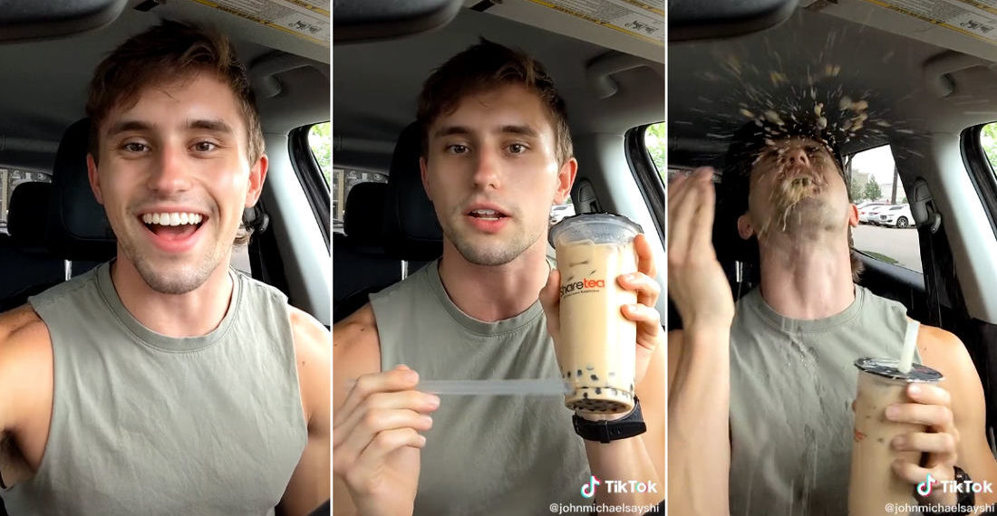 Man Caught By Surprise Trying Milk Tea With Boba For The First Time