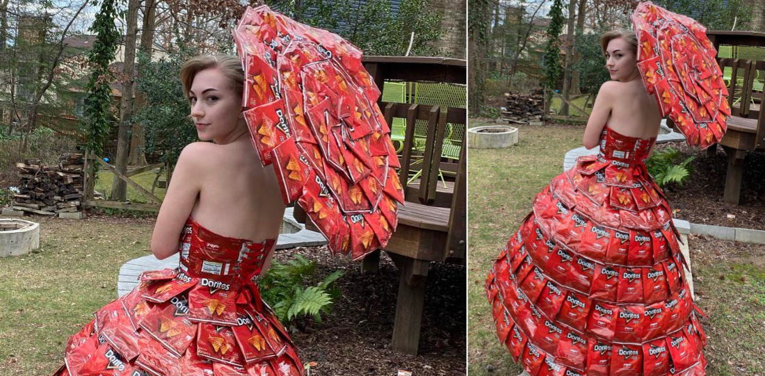 Student Makes Prom Dress Out Of Doritos Bags From School Cafeteria