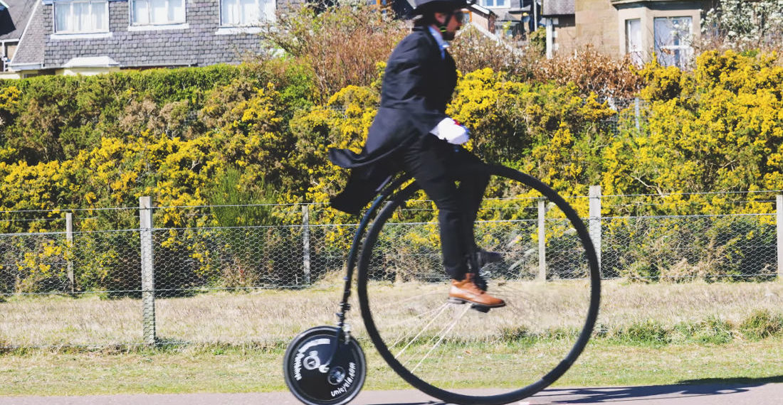 Guy Documents Himself Learning To Ride A Penny-Farthing Bicycle