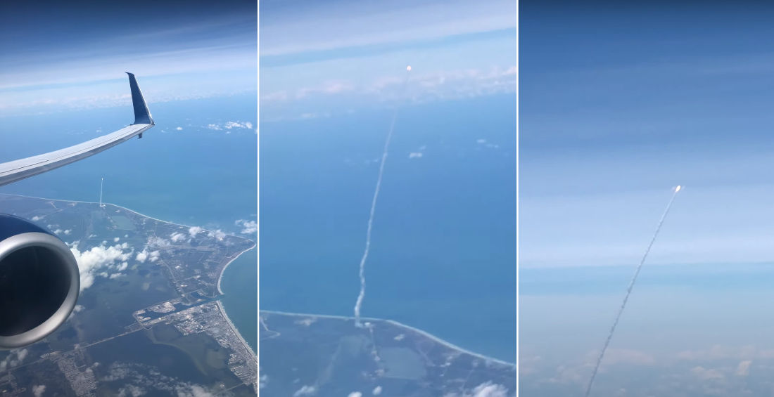 Airplane Passenger Captures Rocket Launch While Flying Past Cape Canaveral