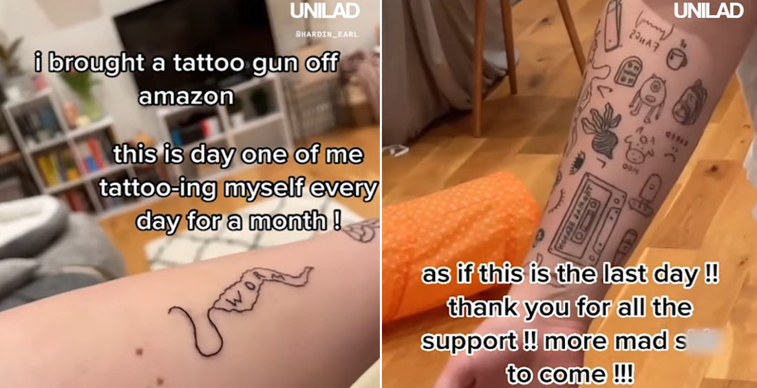 Guy Buys Tattoo Gun, Gives Himself A New Tattoo Every Day For A Month