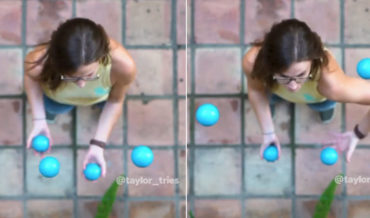 Mesmerizing Top-Down Footage Of Juggler