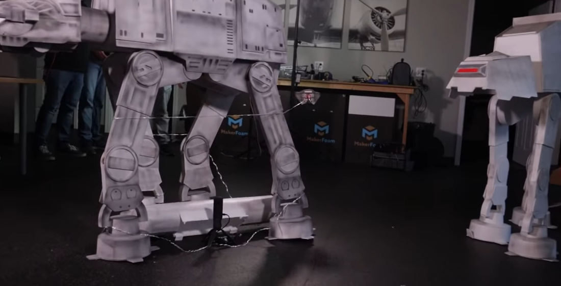 Attempting To Trip A Model AT-AT With A Snowspeeder Drone