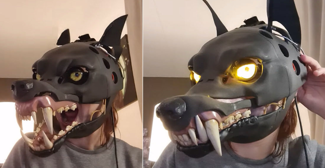 Freaky Deaky: Woman Demonstrates Her 3D Printed Animatronic Wolf Mask