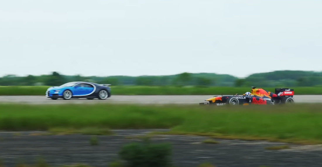 Bugatti Chiron Versus Formula 1 Car In Drag Race