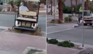 Drunk Old Man Warned Not To Drive Golf Cart Still Does, Eats Pavement