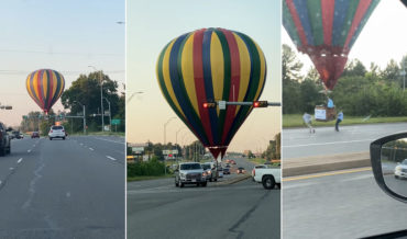 Hot Air Balloon Makes Emergency Landing In Middle Of Road