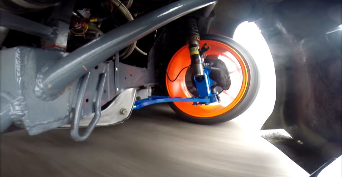 View Of Drift Car’s Front Suspension In Action