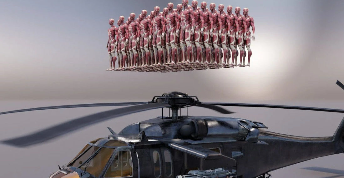 Okaaaay: CG Simulation Of Dropping Crowds Of People Into A Helicopter Rotor