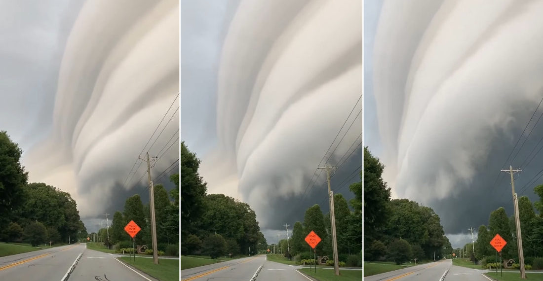 Massive Shelf Cloud Crossing Street In Georgia