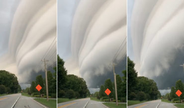 Massive Shelf Cloud Crossing Street In Georgia