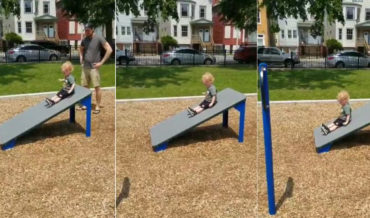 Kid Takes Ultra-Slow Ride Down Ramp He Mistook For A Slide At Playground