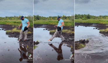 Man Takes Step Into Swamp Much Deeper Than It Looks