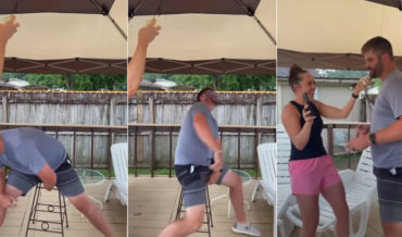 Blindfolded Dodge A Swinging Water Balloon On A String Prank