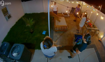 Dog Demonstrates Parkour Skills At Backyard Party