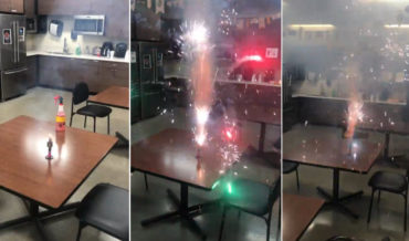 Idiot Sets Off Firework In Work Breakroom