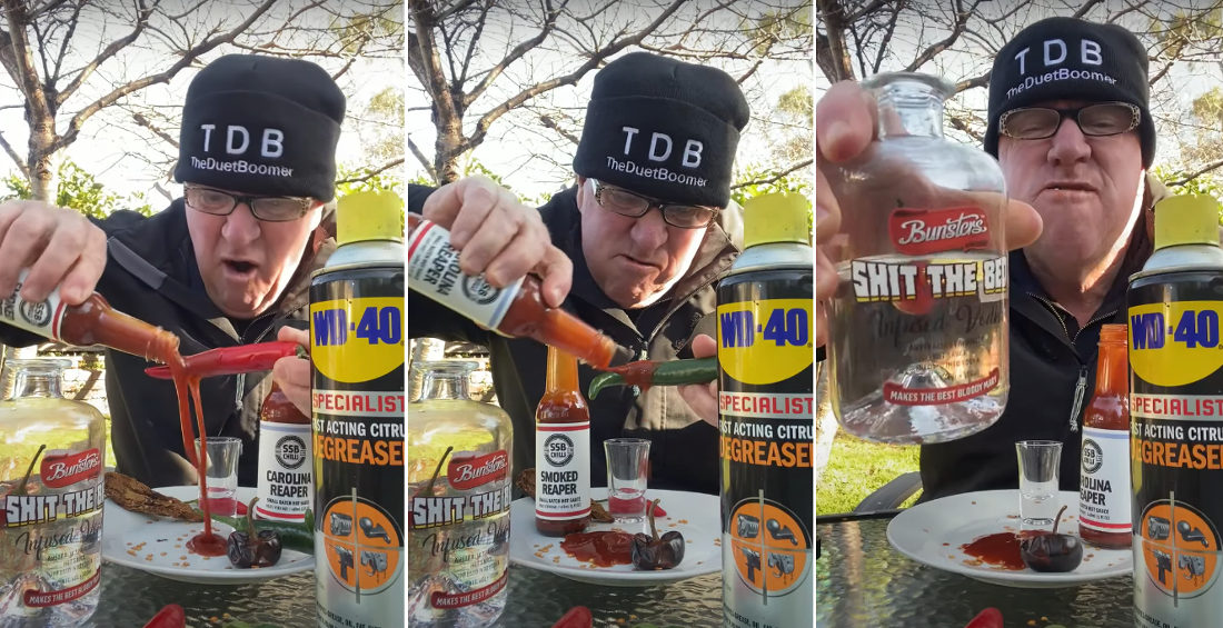 Lunatic Eating Hot Peppers Covered In Ultra Hot Sauce
