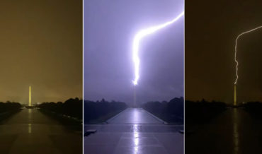 Tourist Captures Video Of Washington Monument Getting Struck By Lightning