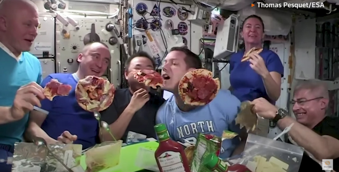 Astronauts Aboard The International Space Station Throw A Pizza Party