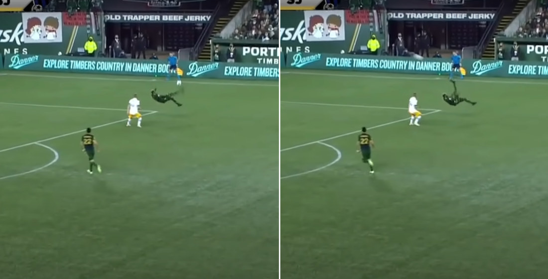Ultra-Impressive Bicycle Kick Soccer Goal From Outside The Box