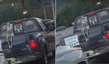 Truck’s Skeleton Halloween Decoration With Special Surprise
