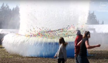 Glorious: Dropping A 1,200-Pound Pumpkin 100-Feet Into An Inflatable Pool