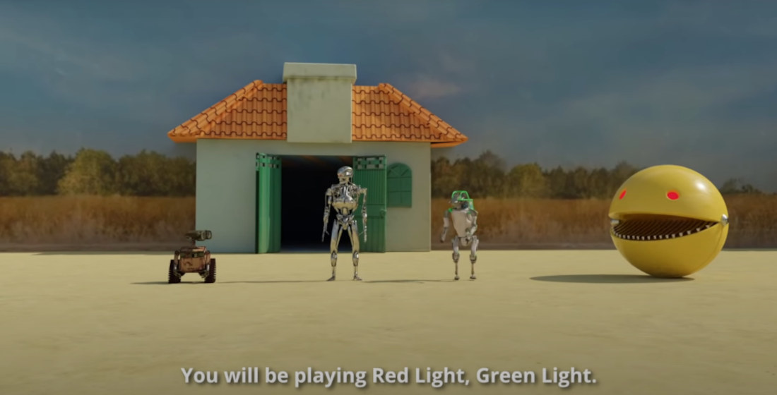 Squid Games’ Red Light/Green Light But Played By WALL-E And A Terminator