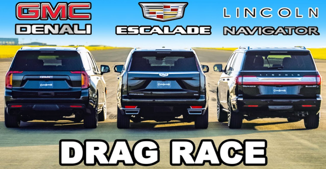 Drag Racing A GMC Denali, Cadillac Escalade, And Lincoln Navigator
