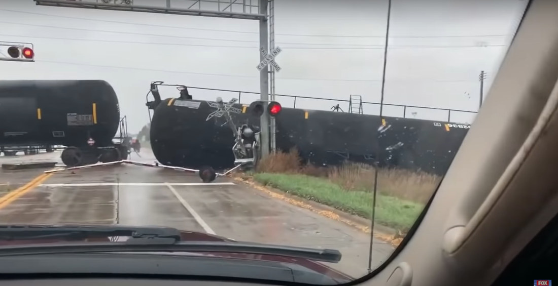 Yikes: Train Tankers Carrying Ethanol Derail At Road Crossing