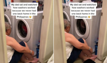 Father Watches Washing Machine Work Because He’s Never Had One Before