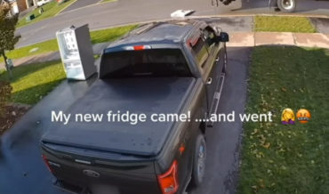 Womp Womp: New Fridge Slides Down Driveway And Faceplants