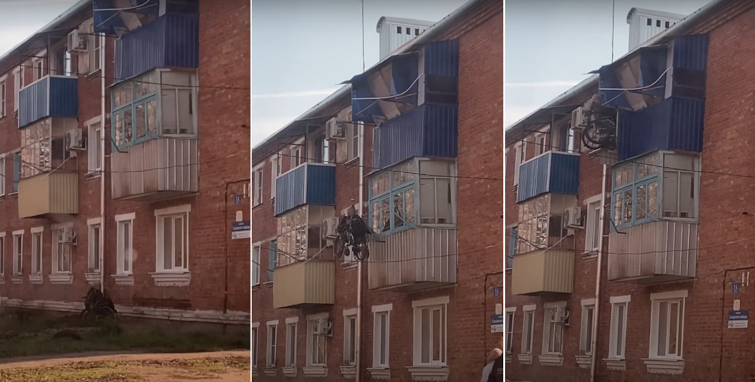 Man In Wheelchair Uses Homemade Pulley System To Access 3rd Floor Apartment