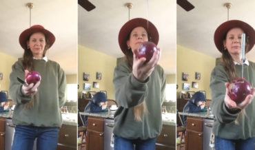 Risky!: Lady One-Hand Juggles Knife Into Onion