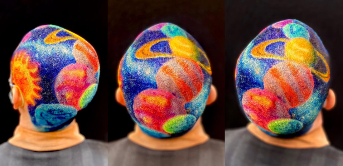 Man Gets Solar System Hair Coloring