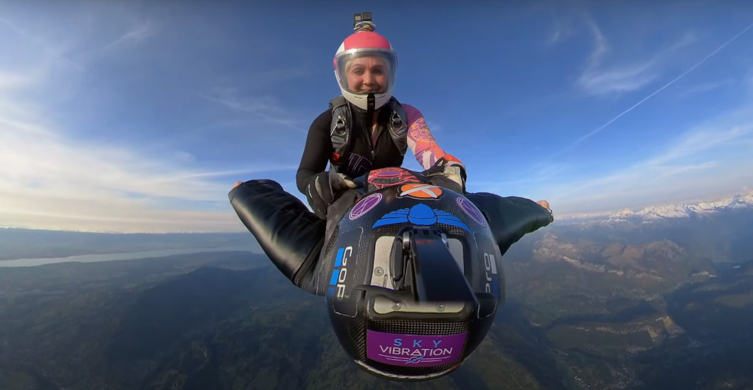 Skydiver Rides Wingsuiter While In Flight