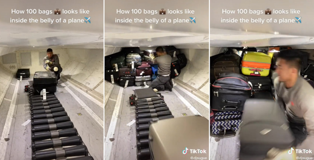 Timelapse Of Baggage Handler Tetris-ing Everyone’s Luggage Into Plane’s Cargo Hold