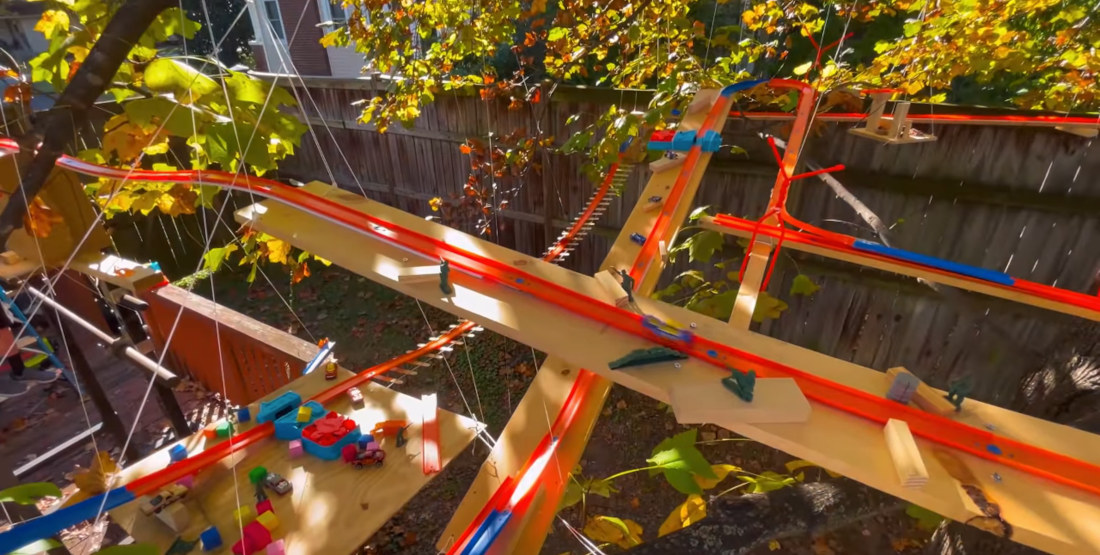 Impressive Hot Wheels Track That Starts In A Treetop