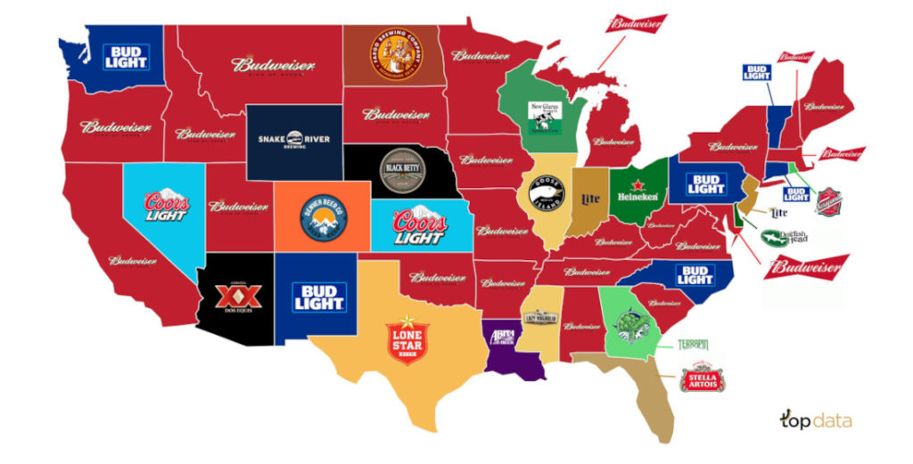 A United States Map Of Each State's Most Popular Beer