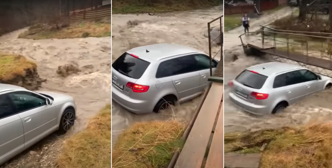 Audi Driver Attempts To Cross River