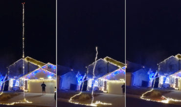 Man Attempts To Use Drone To Hang Christmas Lights