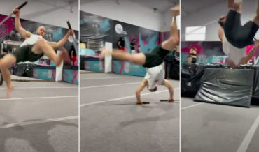 Man Performs Impressive Spinning And Flipping With Two Swords