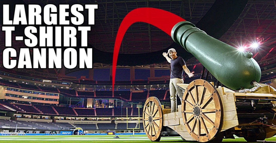 World’s Largest T-Shirt Cannon Is Capable Of Shooting Shirts Out Of The Stadium
