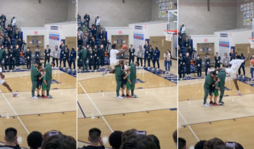 High School Basketball Player’s Failed Attempt To Dunk Over Heads Of Fans